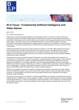 AI in Focus - Fundamental Artificial Intelligence and Video Games
