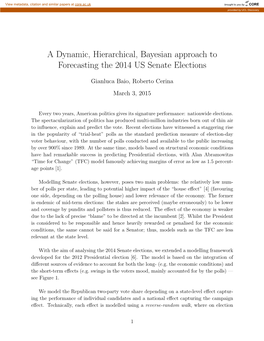 A Dynamic, Hierarchical, Bayesian Approach to Forecasting the 2014 US Senate Elections