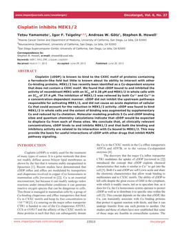 Cisplatin Inhibits MEK1/2