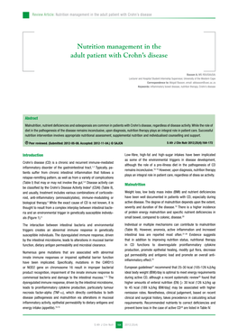 Nutrition Management in the Adult Patient with Crohn's Disease