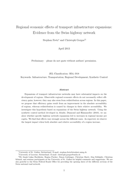 Regional Economic Effects of Transport Infrastructure Expansions