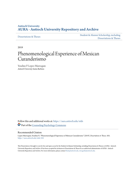 Phenomenological Experience of Mexican Curanderismo Yoseline P