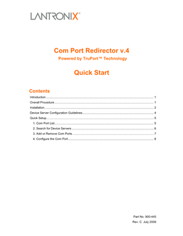 Com Port Redirector Quick Start