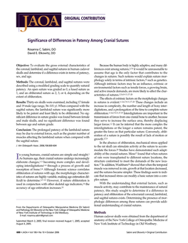 Significance of Differences in Patency Among Cranial Sutures ORIGINAL