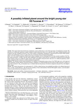 A Possibly Inflated Planet Around the Bright Young Star DS Tucanae A