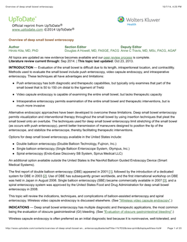 Overview of Deep Small Bowel Enteroscopy 10/7/14, 4:23 PM