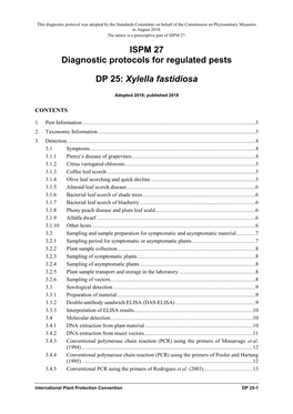 ISPM 27 Diagnostic Protocols for Regulated Pests DP 25: Xylella