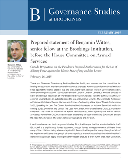 Prepared Statement of Benjamin Wittes, Senior Fellow at The