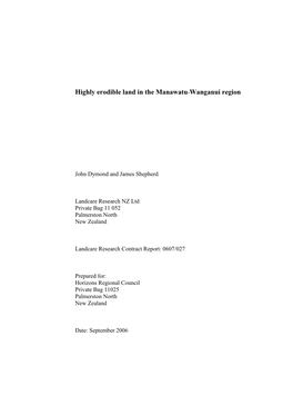 Highly Erodible Land in the Manawatu-Wanganui Region