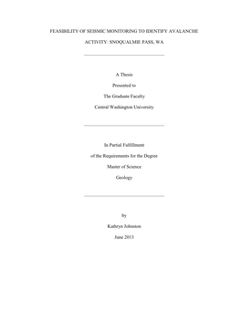 Feasibility of Seismic Monitoring to Identify Avalanche