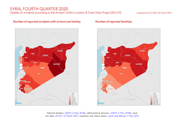 SYRIA, FOURTH QUARTER 2020: Update on Incidents According to the Armed Conflict Location & Event Data Project (ACLED) Compiled by ACCORD, 25 March 2021