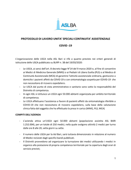 Protocollo Di Lavoro Unita' Speciali Continuita' Assistenziale Covid