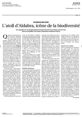 L'atoll D'aldabra, Icône De La Biodiversité Une Exposition Sur L'un Des Plus Grands Sanctuaires Naturels Encore Intacts Se Tient À Paris