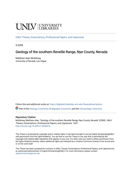 Geology of the Southern Reveille Range, Nye County, Nevada