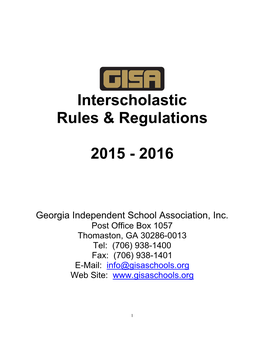 Interscholastic Rules & Regulations 2015