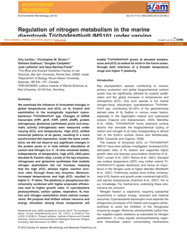 Regulation of Nitrogen Metabolism in the Marine Diazotroph