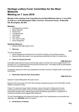 Committee for the West Midlands Minutes of the June Meeting