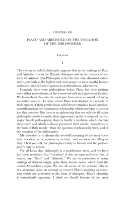 Plato and Aristotle on the Vocation of the Philosopher