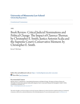 Critical Judicial Nominations and Political Change: the Mpi Act of Clarence Thomas