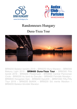 Randonneurs Hungary Duna-Tisza Tour