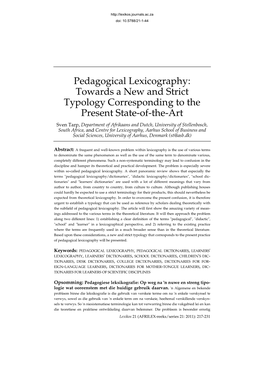 Pedagogical Lexicography