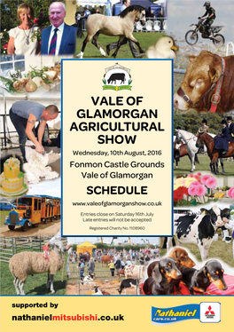 VALE of GLAMORGAN AGRICULTURAL SHOW Wednesday, 10Th August, 2016 Fonmon Castle Grounds Vale of Glamorgan SCHEDULE