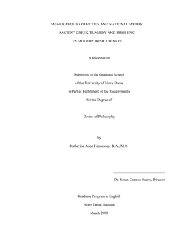 Ancient Greek Tragedy and Irish Epic in Modern Irish