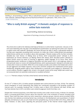 “Who Is Really British Anyway?”: a Thematic Analysis of Responses to Online Hate Materials