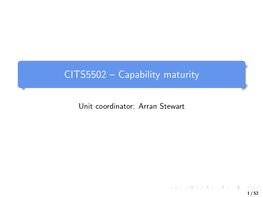 CITS5502 – Capability Maturity