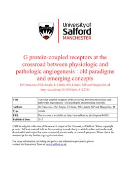 G Protein-Coupled Receptors at the Crossroad Between Physiologic