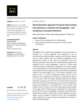 Novel Dissection Approach of Equine Back Muscles