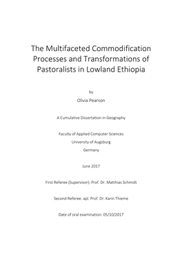 The Multifaceted Commodification Processes and Transformations of Pastoralists in Lowland Ethiopia