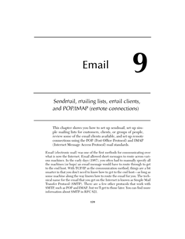 Sendmail, Mailing Lists, Email Clients, and POP/IMAP (Remote Connections)
