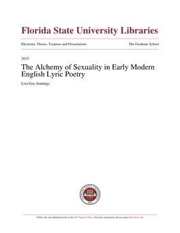 The Alchemy of Sexuality in Early Modern English Lyric Poetry Lisa Gay Jennings