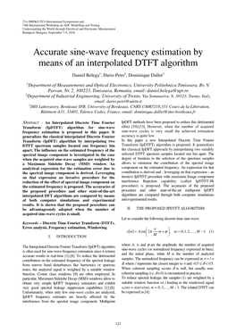 Accurate Sine-Wave Frequency Estimation by Means of an Interpolated DTFT Algorithm