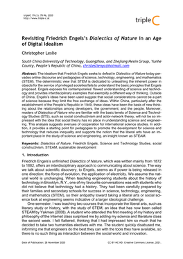 Revisiting Friedrich Engels's Dialectics of Nature in an Age of Digital Idealism