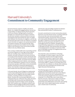 Harvard University's Commitment to Community Engagement