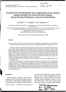 Evidence for the Subduction and Underplating of an Oceanic Plateau Beneath the South Peruvian Margin During the Late Cretaceous: Structural Implications