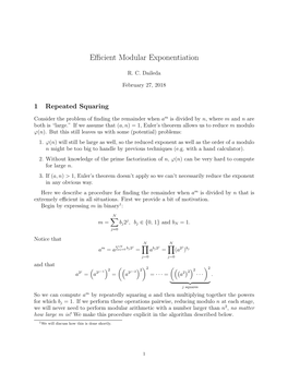 Efficient Modular Exponentiation