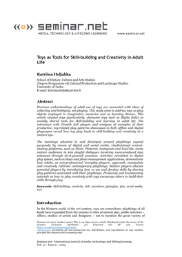 Toys As Tools for Skill-Building and Creativity in Adult Life