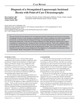 Diagnosis of a Strangulated Laparoscopic Incisional Hernia with Point-Of-Care Ultrasonography