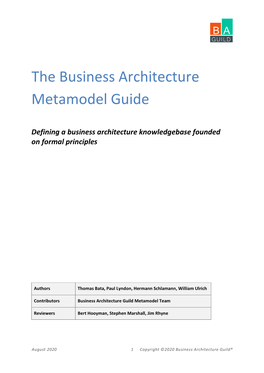 The Business Architecture Metamodel Guide