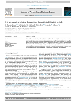 Eretrian Ceramic Production Through Time: Geometric to Hellenistic Periods ⁎ X