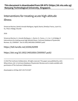 Interventions for Treating Acute High Altitude Illness