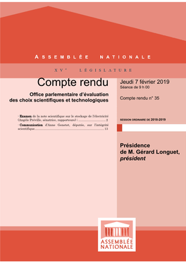 Compte Rendu Séance De 9 H 00 Office Parlementaire D’Évaluation Des Choix Scientifiques Et Technologiques Compte Rendu N° 35