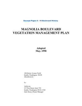 Magnolia Boulevard Vegetation Management Plan