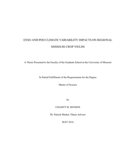 Enso and Pdo Climate Variability Impacts on Regional