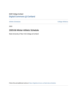 2005-06 Winter Athletic Schedule