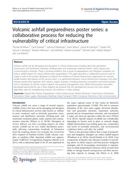 Volcanic Ashfall Preparedness Poster Series: a Collaborative Process For