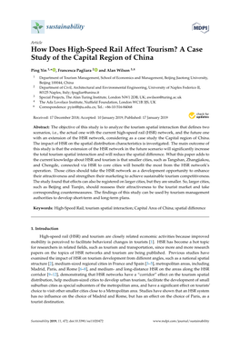 How Does High-Speed Rail Affect Tourism? a Case Study of the Capital Region of China